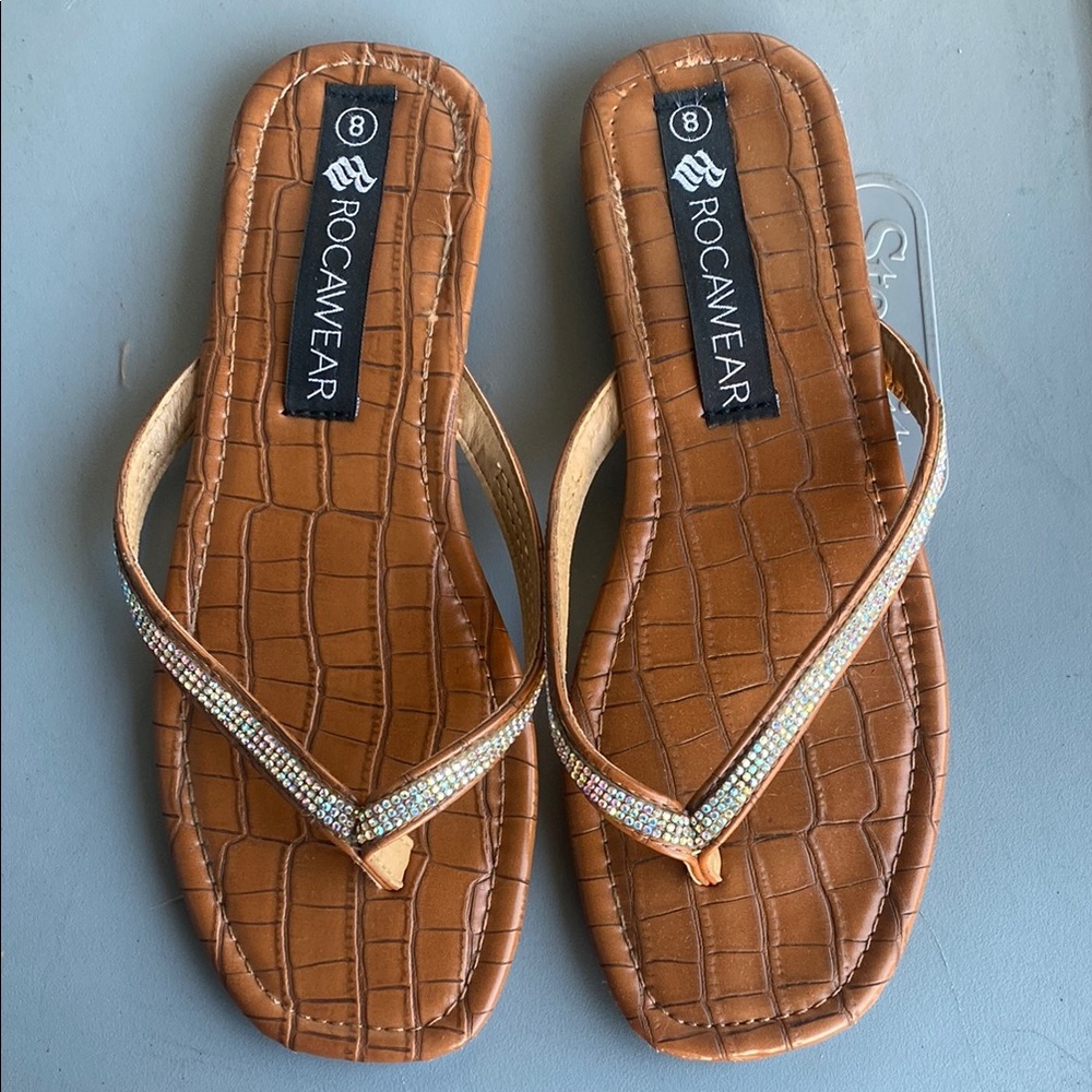 Rocawear Brown Sandals with Rhinestone Detail